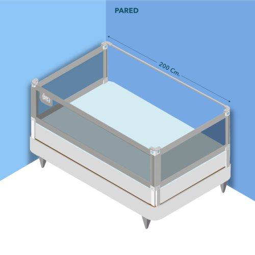 3 barandas Para cama Queen 160x200x160 cm + soporte lateral 200 cm Altura colchón hasta 38 cm
