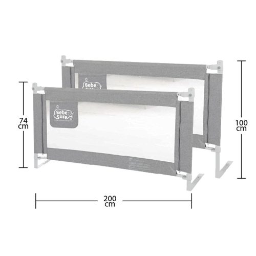 1 Baranda Lateral 200 cm Gris Altura colchón hasta 27 cm