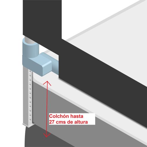 2 Barandas Para Cama 1.5 Plaza 105x190 cm Gris Altura colchón hasta 27 cm - Imagen 15
