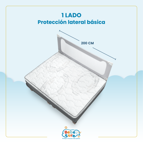1 Baranda lateral Bebe Sure Guardian 200 cm Compatible con Colchones Bajos y Altos