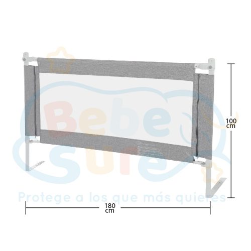 1 Baranda 180 cm Gris Altura colchón hasta 27 cm