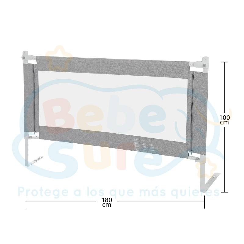 1 Baranda 180 cm Gris Altura colchón hasta 27 cm - Imagen 2