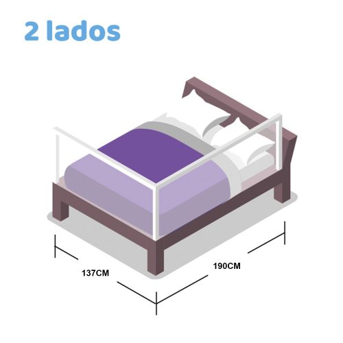 2 barandas Para cama Full Gris 137x190 cm Altura colchón hasta 38 cm