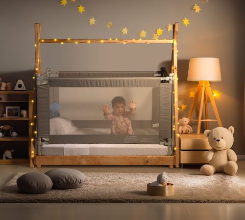 4 Barandas Para Cama transición/ Montessori 70x70x140x140 cm Gris Altura colchón hasta 27 cm - Imagen 23