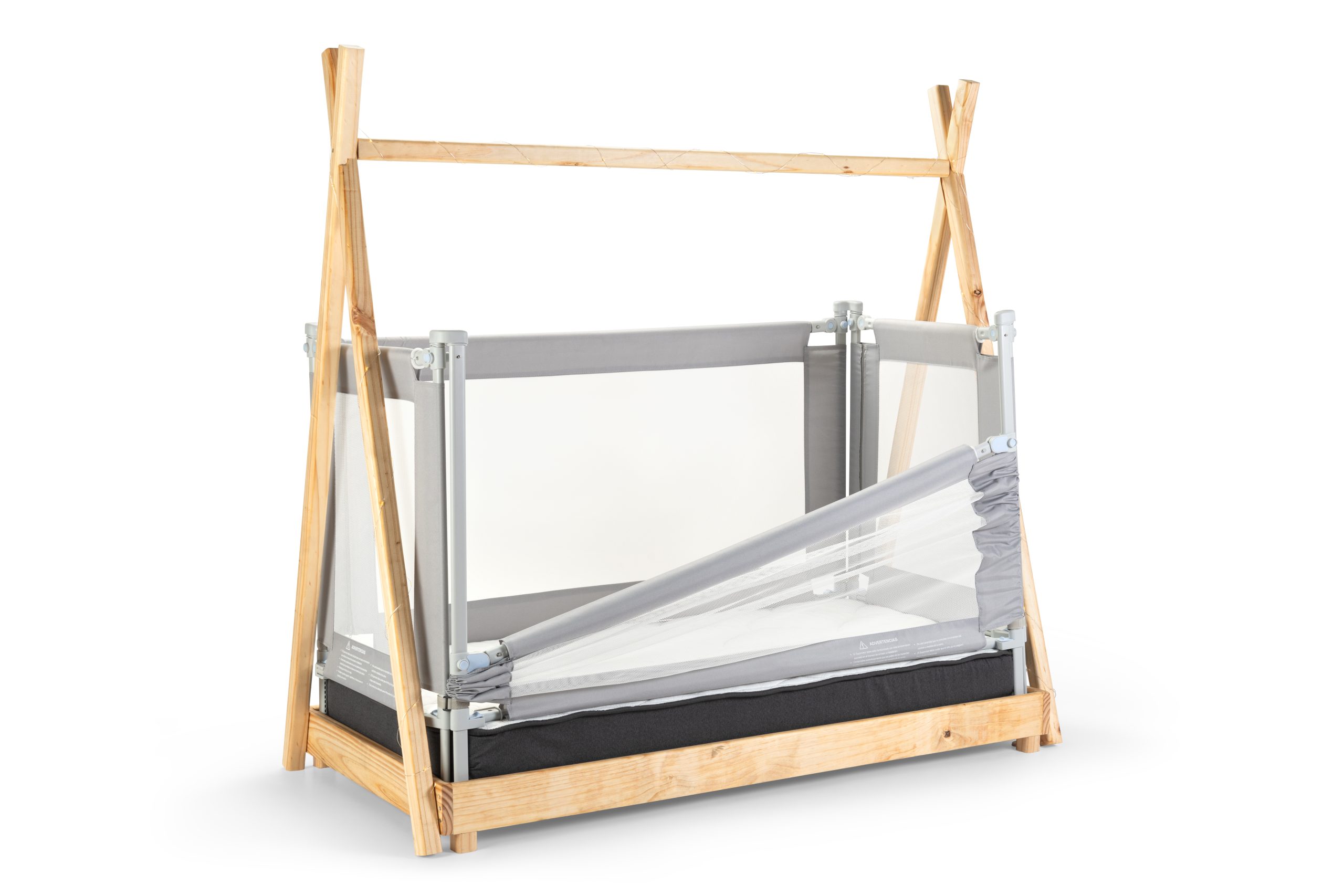 4 Barandas Para Cama transición/ Montessori 70x70x140x140 cm Gris Altura colchón hasta 27 cm - Imagen 21