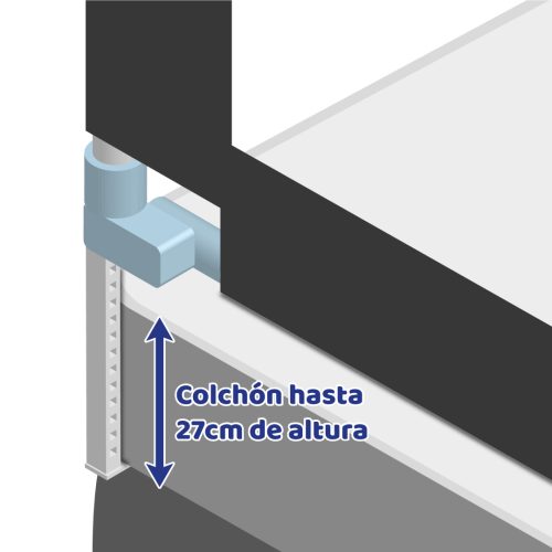 4 barandas Gris Para cama Queen 160x200 cm Altura colchón hasta 27 cm - Imagen 8