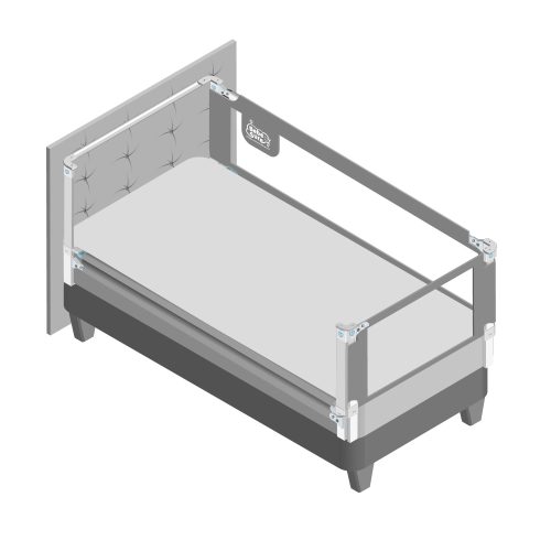 3 Barandas+ soporte de cabecera Para Cama 1 Plaza 90x190x190 cm Gris Altura colchón hasta 38 cm