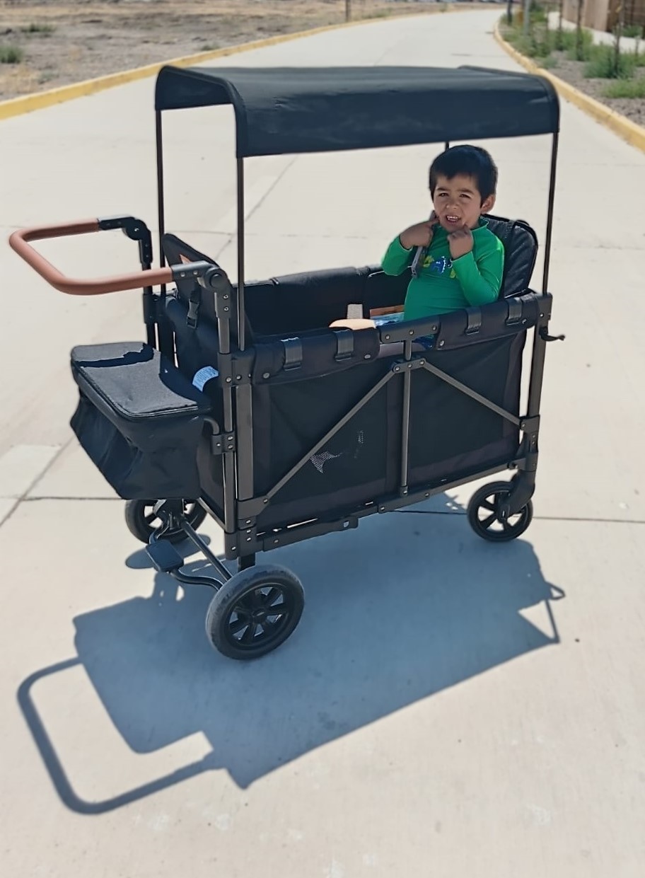 Carrito de paseo multifunción plegable de 2 asientos color negro - Imagen 7