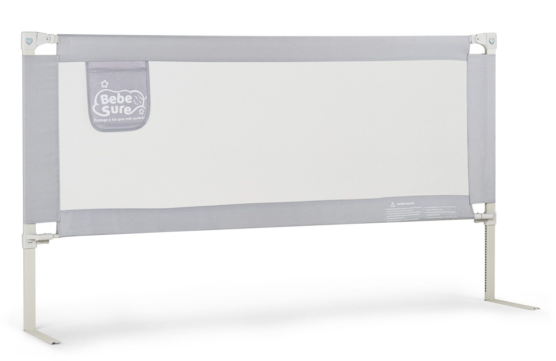 3 barandas Para cama 2 plazas Gris 150x190x190 cm Altura colchón hasta 38 cm - Imagen 2