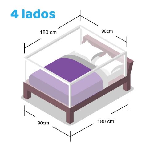 4 Barandas Para Cama transición/ Montessori 90x90x180x180 cm Gris Altura colchón hasta 27 cm