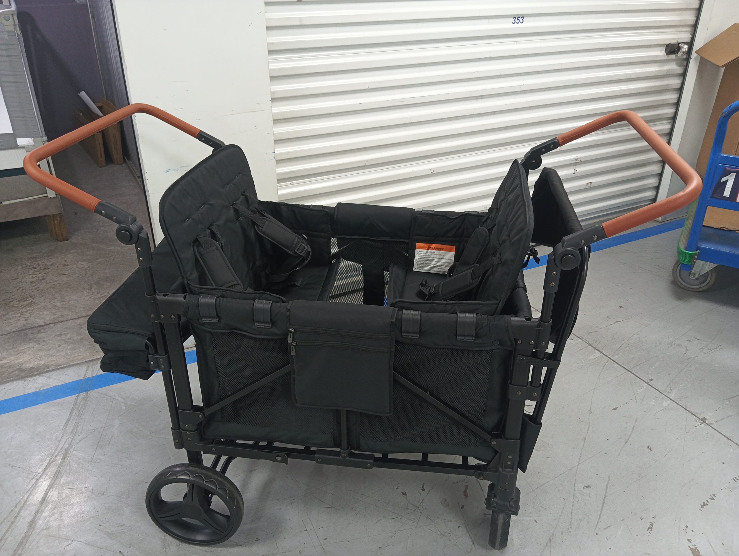 Carrito de paseo multifunción plegable de 4 asientos color negro - Imagen 9