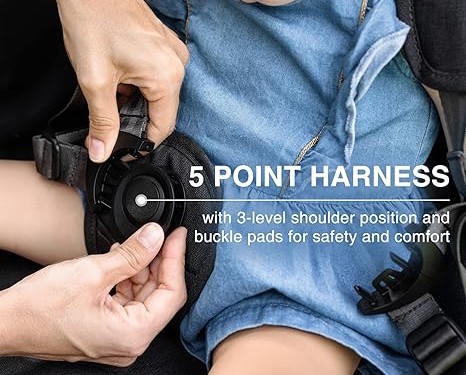 Carrito de paseo multifunción plegable de 4 asientos color negro - Imagen 4