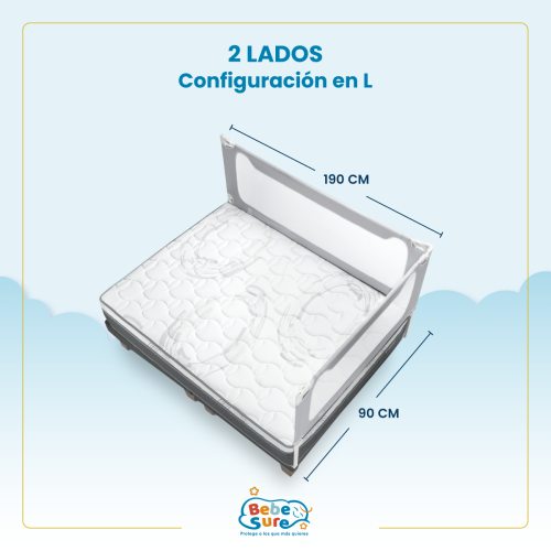 Set 2 Barandas Bebe Sure Guardian para Cama 1 Plaza 90 x 190 cm Compatible con Colchones Bajos y Altos