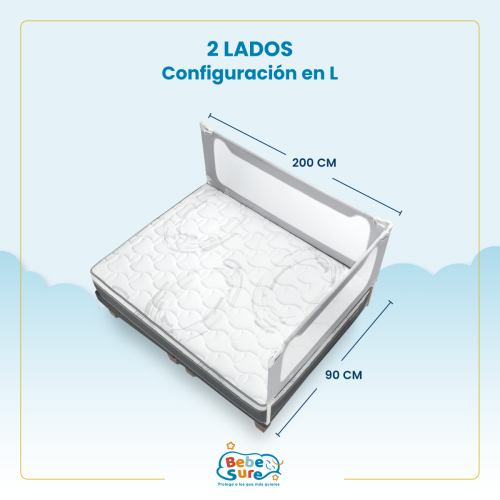 Set 2 Barandas Bebe Sure Guardian para Cama 1 Plaza 90 x 200 cm Compatible con Colchones Bajos y Altos