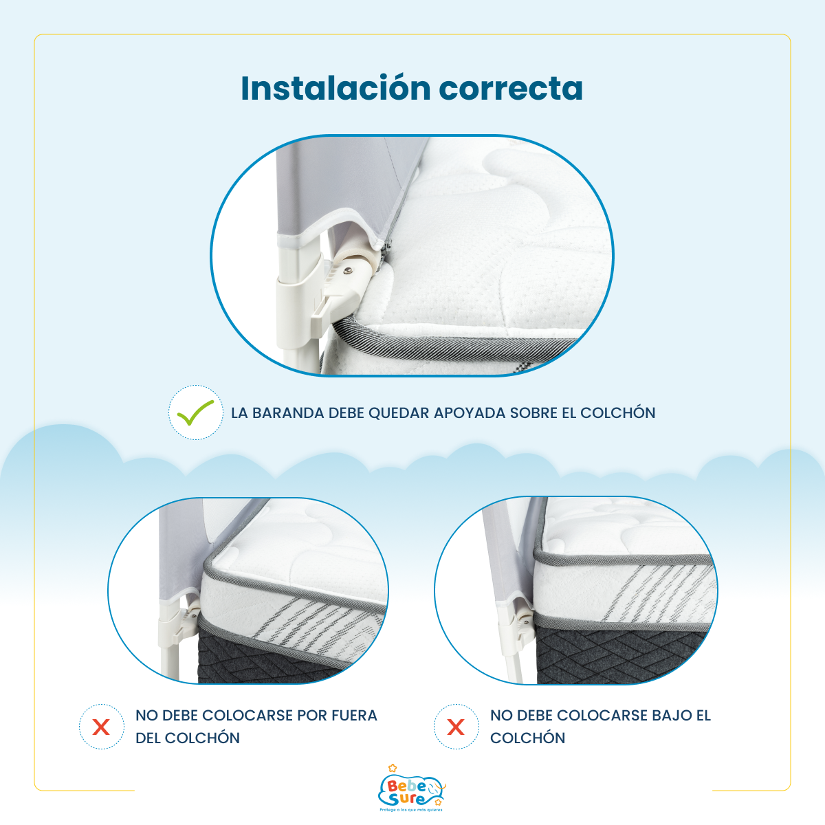 Set 2 Barandas Bebe Sure Guardian para Cama King 180 x 200 cm Compatible con Colchones Bajos y Altos - Imagen 8